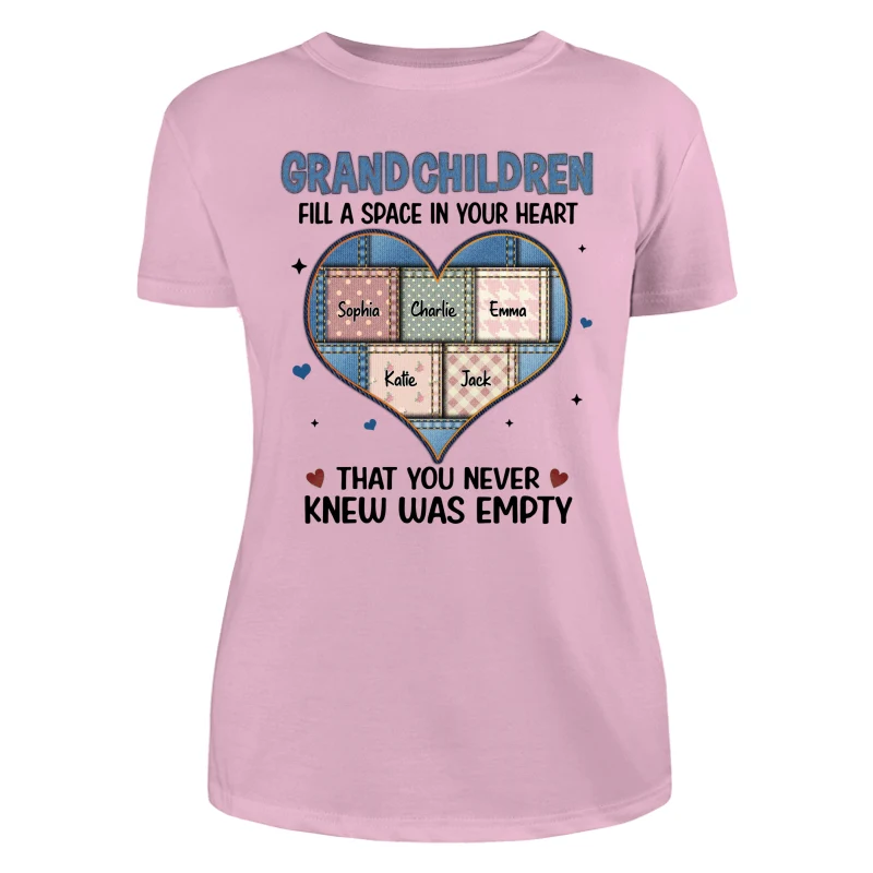 Grandchildren Fill Spaces In Grandma Heart Floral Patterns Personalized Shirt - Image 11
