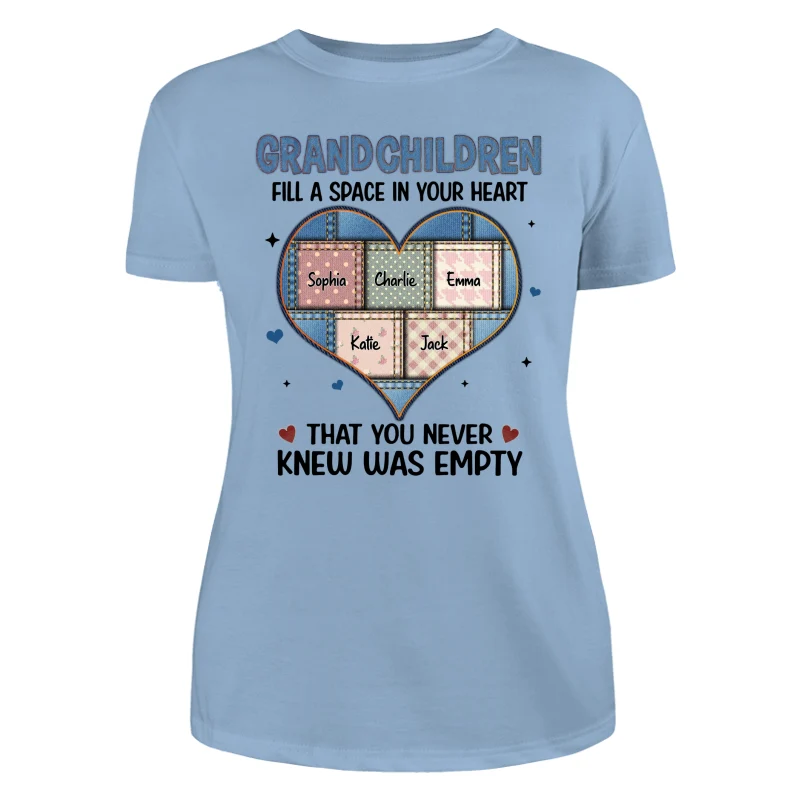 Grandchildren Fill Spaces In Grandma Heart Floral Patterns Personalized Shirt - Image 12