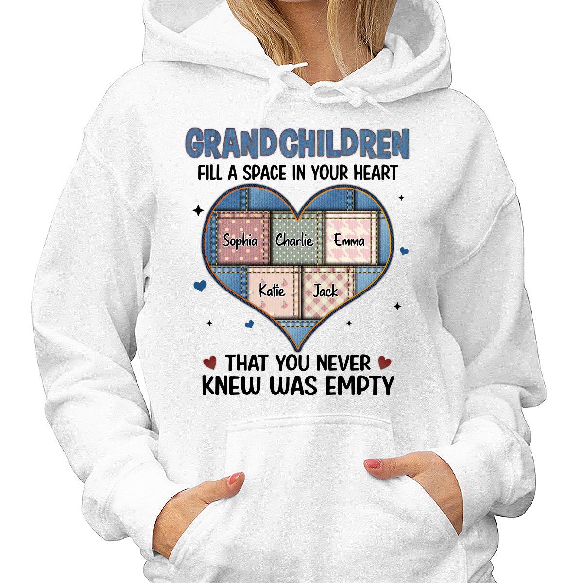 Grandchildren Fill Spaces In Grandma Heart Floral Patterns Personalized Shirt - Image 4