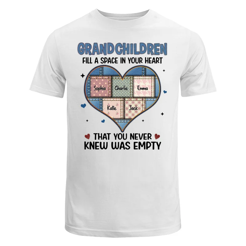 Grandchildren Fill Spaces In Grandma Heart Floral Patterns Personalized Shirt - Image 5