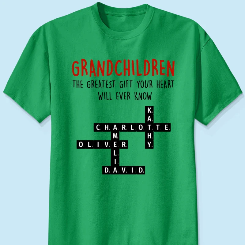Grandchildren The Greatest Gift Your Heart Will Ever Know, Crossword Puzzle Personalized Shirt - Image 11