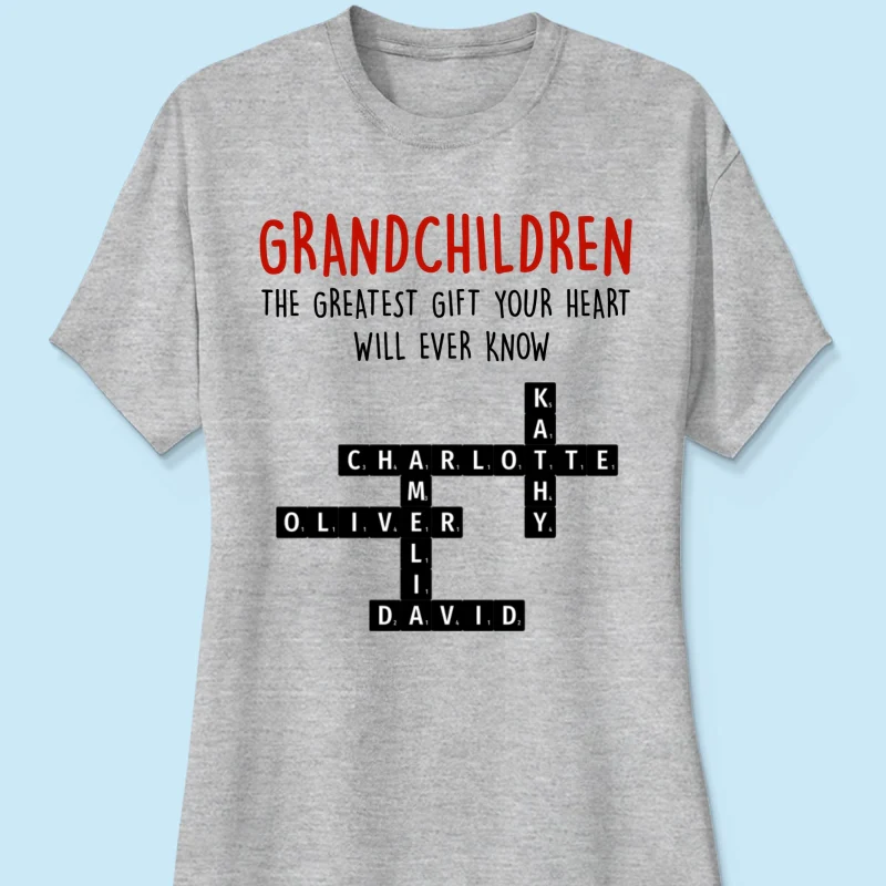 Grandchildren The Greatest Gift Your Heart Will Ever Know, Crossword Puzzle Personalized Shirt - Image 12