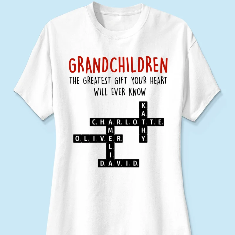 Grandchildren The Greatest Gift Your Heart Will Ever Know, Crossword Puzzle Personalized Shirt - Image 13