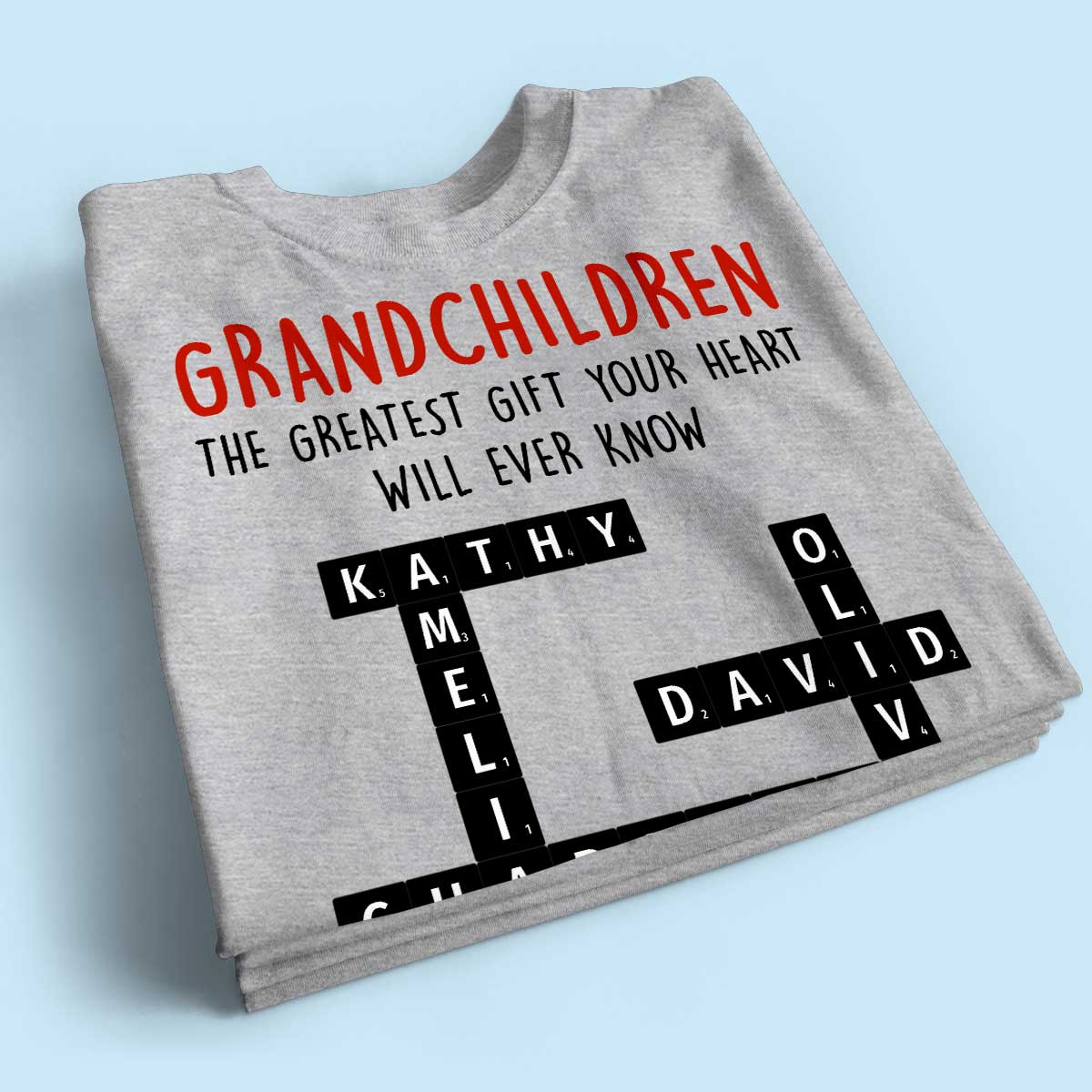 Grandchildren The Greatest Gift Your Heart Will Ever Know, Crossword Puzzle Personalized Shirt - Image 3