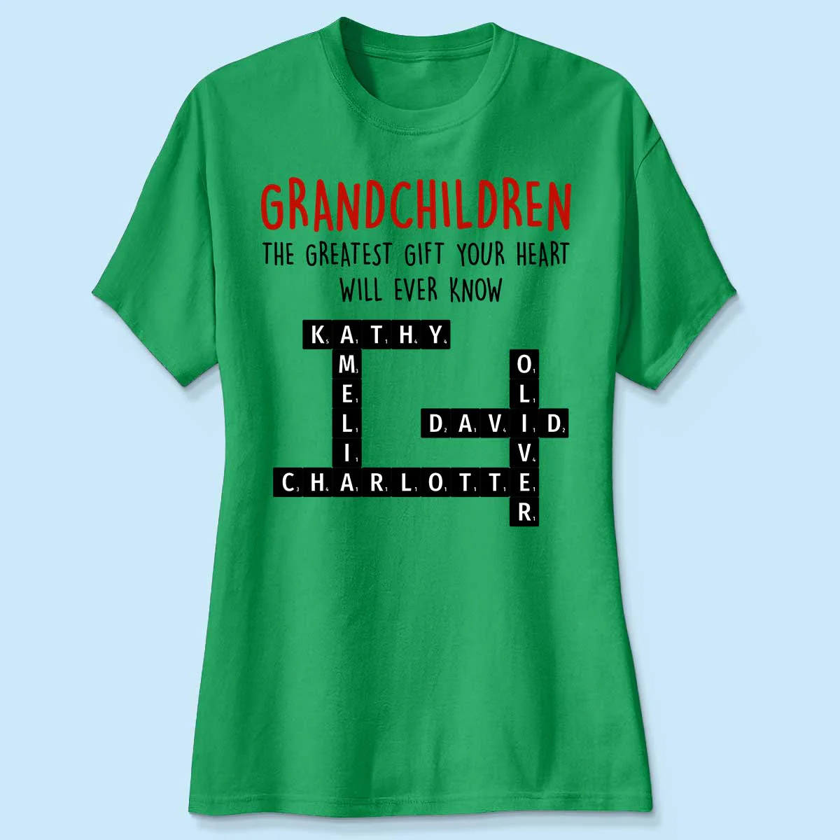 Grandchildren The Greatest Gift Your Heart Will Ever Know, Crossword Puzzle Personalized Shirt - Image 5