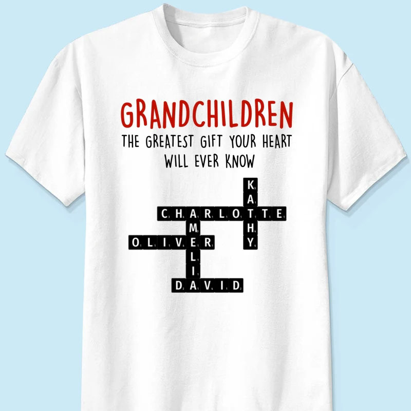 Grandchildren The Greatest Gift Your Heart Will Ever Know, Crossword Puzzle Personalized Shirt - Image 9