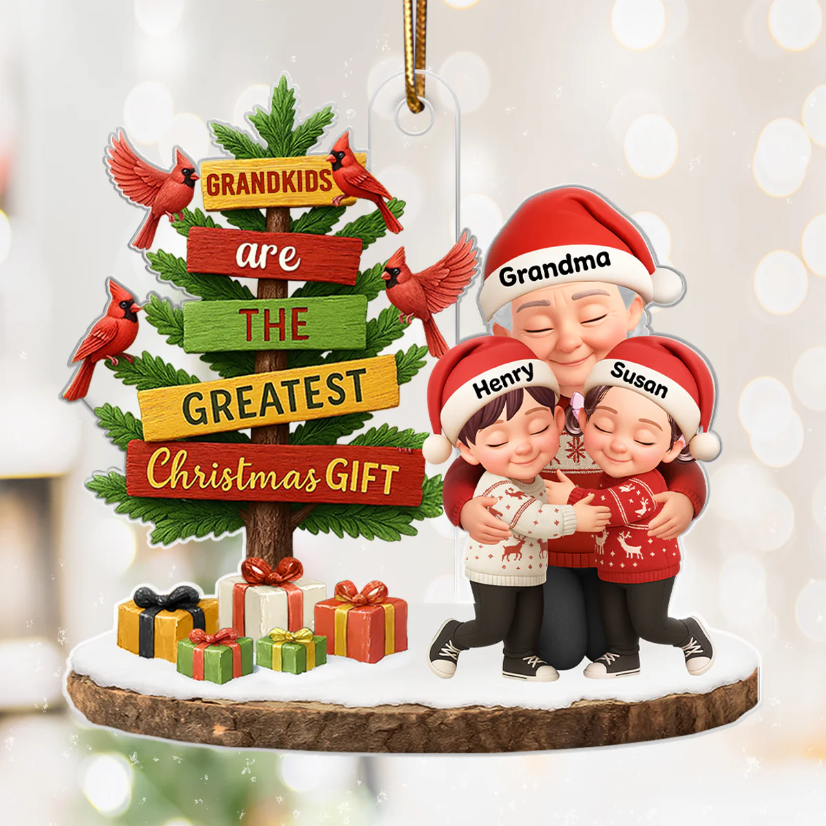 Grandkids Are The Greatest Christmas Gift - Personalized Acrylic Ornament - Chrismas Gift for Grandma