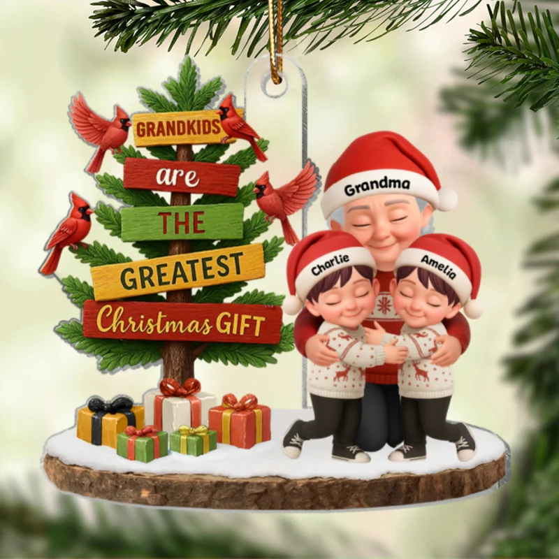 Grandkids Are The Greatest Christmas Gift - Personalized Acrylic Ornament - Chrismas Gift for Grandma - Image 10