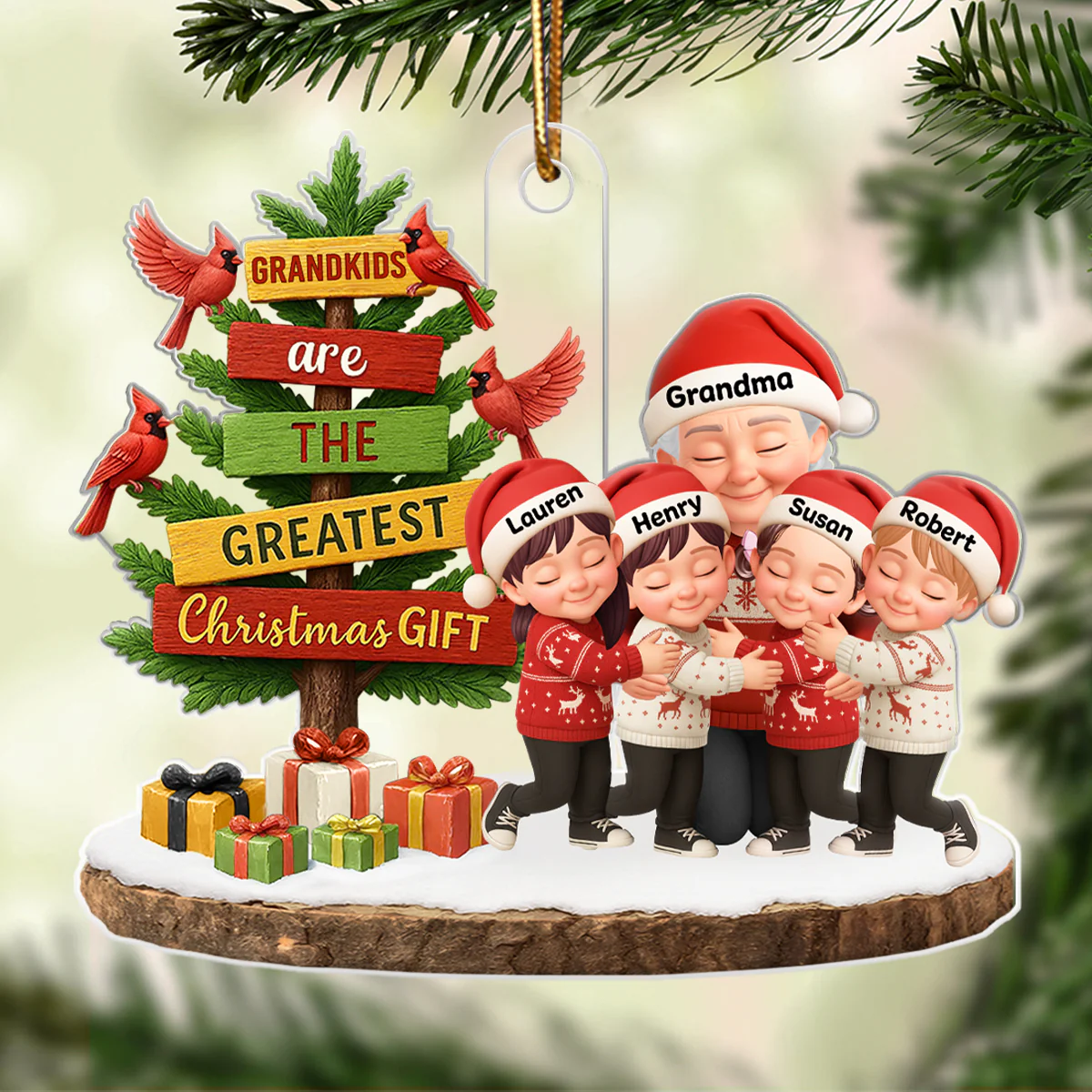 Grandkids Are The Greatest Christmas Gift - Personalized Acrylic Ornament - Chrismas Gift for Grandma - Image 3