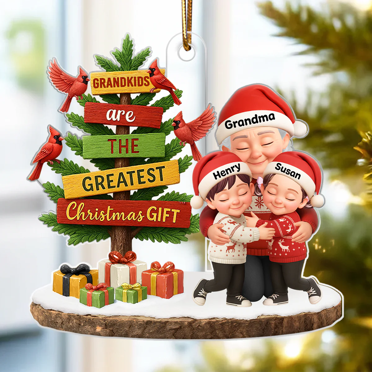 Grandkids Are The Greatest Christmas Gift - Personalized Acrylic Ornament - Chrismas Gift for Grandma - Image 4