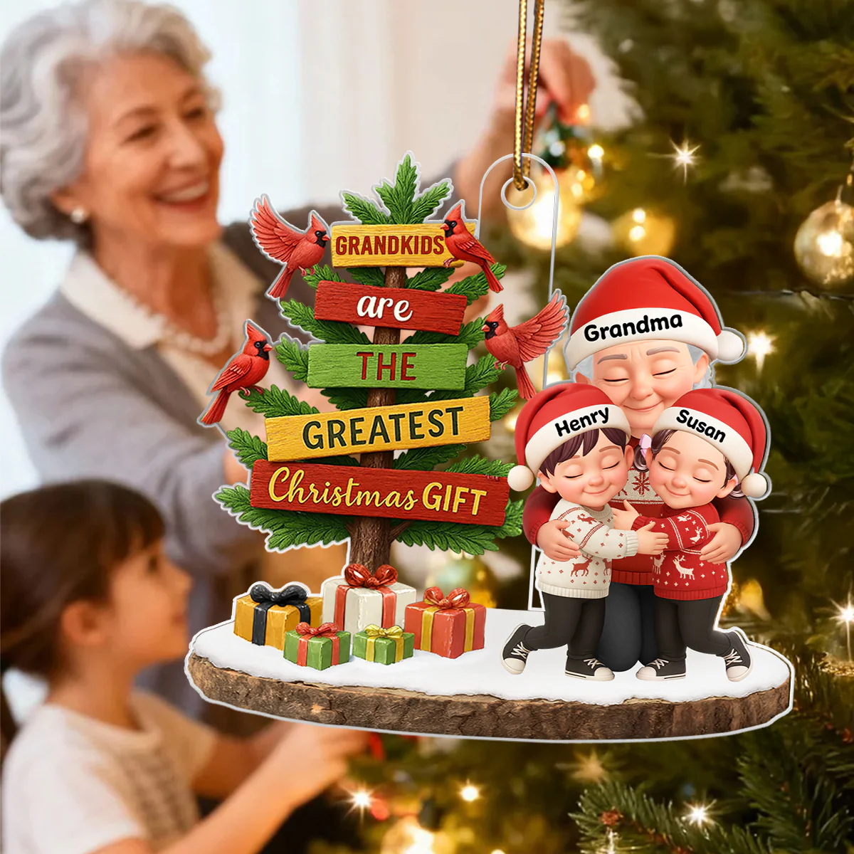 Grandkids Are The Greatest Christmas Gift - Personalized Acrylic Ornament - Chrismas Gift for Grandma - Image 5