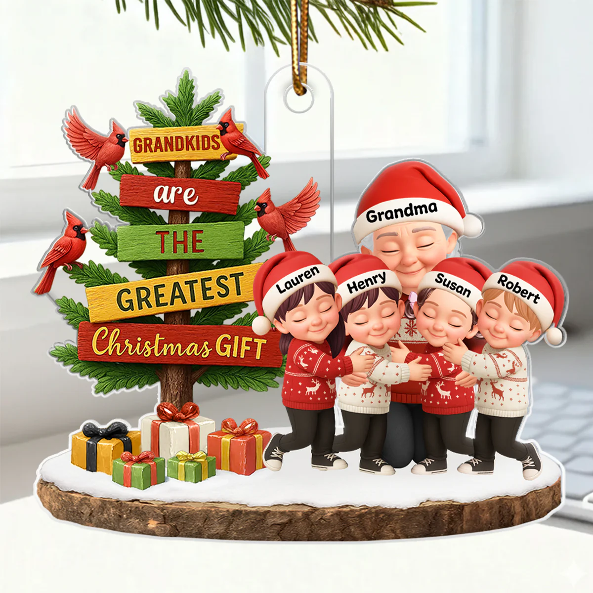 Grandkids Are The Greatest Christmas Gift - Personalized Acrylic Ornament - Chrismas Gift for Grandma - Image 6