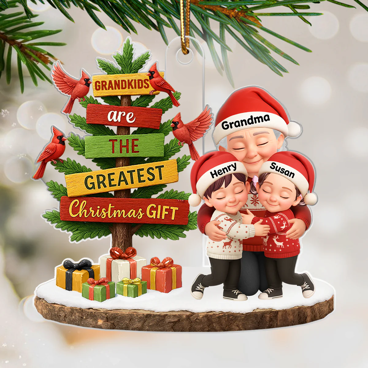 Grandkids Are The Greatest Christmas Gift - Personalized Acrylic Ornament - Chrismas Gift for Grandma - Image 7