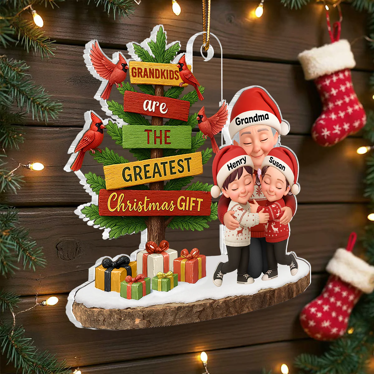 Grandkids Are The Greatest Christmas Gift - Personalized Acrylic Ornament - Chrismas Gift for Grandma - Image 8