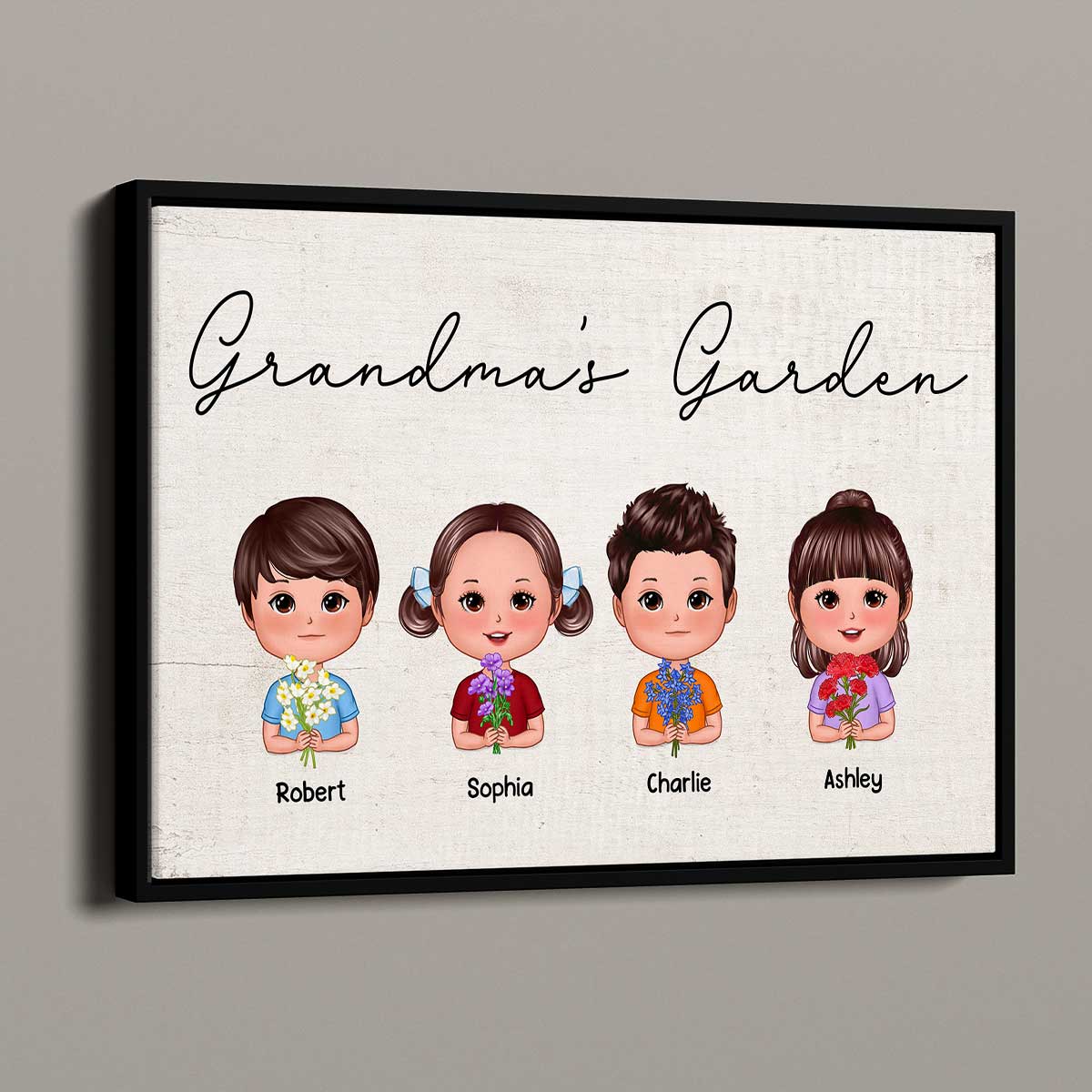 Grandkids Birth Month Flower Grandma's Garden Personalized Poster - Image 2