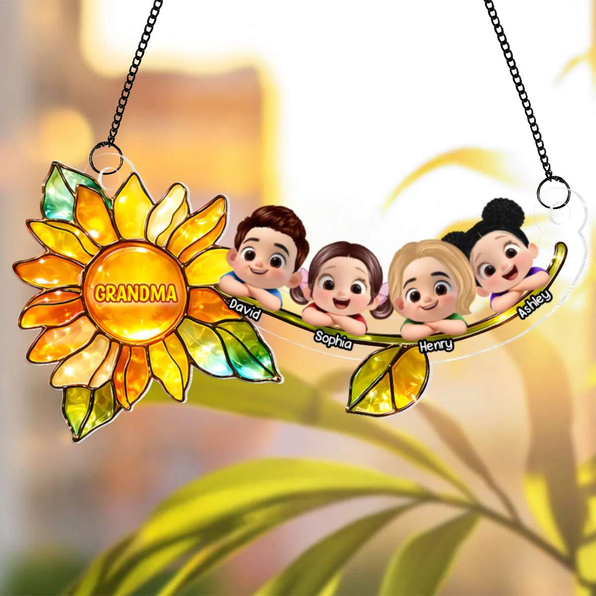 Grandkids Children Sunflower - Personalized Suncatcher - Heartfelt Mother's Day Gift for Grandma, Mom, Wife - Image 11