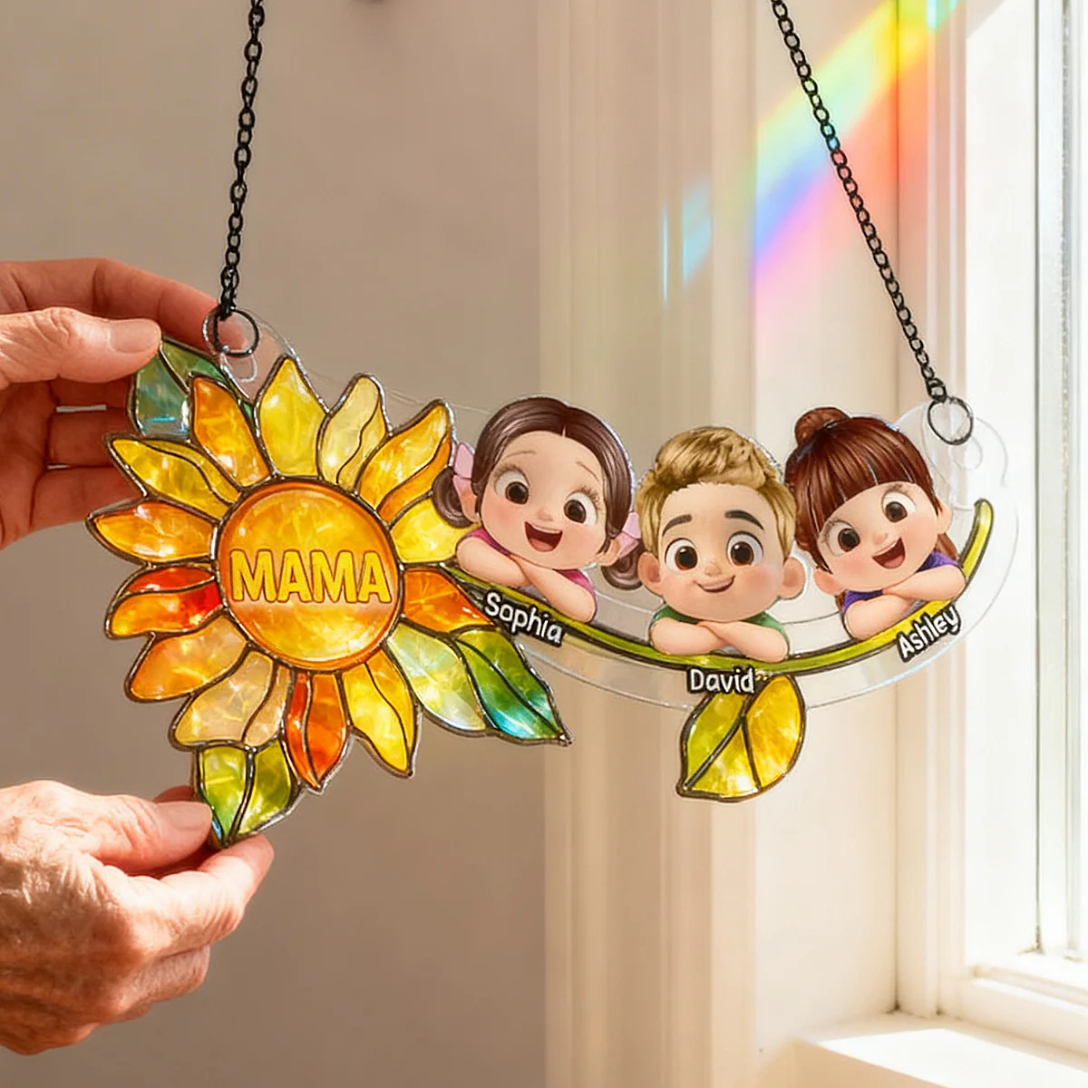 Grandkids Children Sunflower - Personalized Suncatcher - Heartfelt Mother's Day Gift for Grandma, Mom, Wife - Image 6