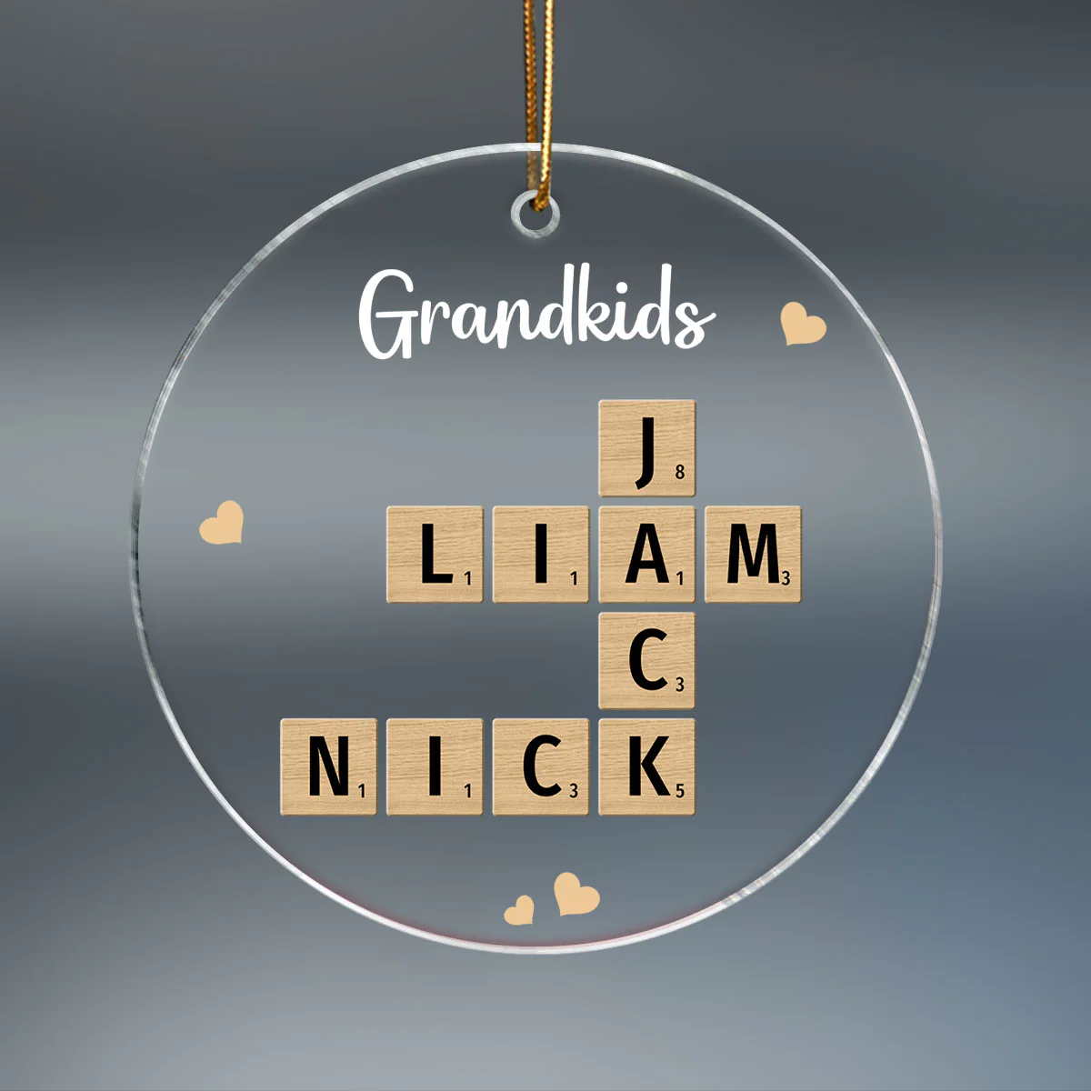 Grandkids Crossword Puzzle Art Personalized Acrylic Ornament, Christmas Gift For Grandma, Gift For Mom - Image 2