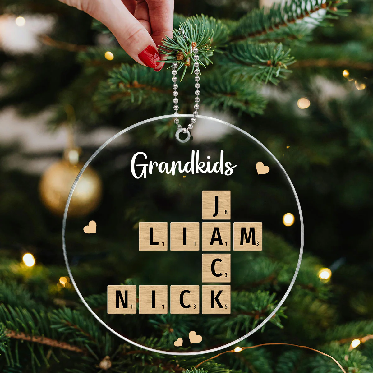 Grandkids Crossword Puzzle Art Personalized Acrylic Ornament, Christmas Gift For Grandma, Gift For Mom - Image 5