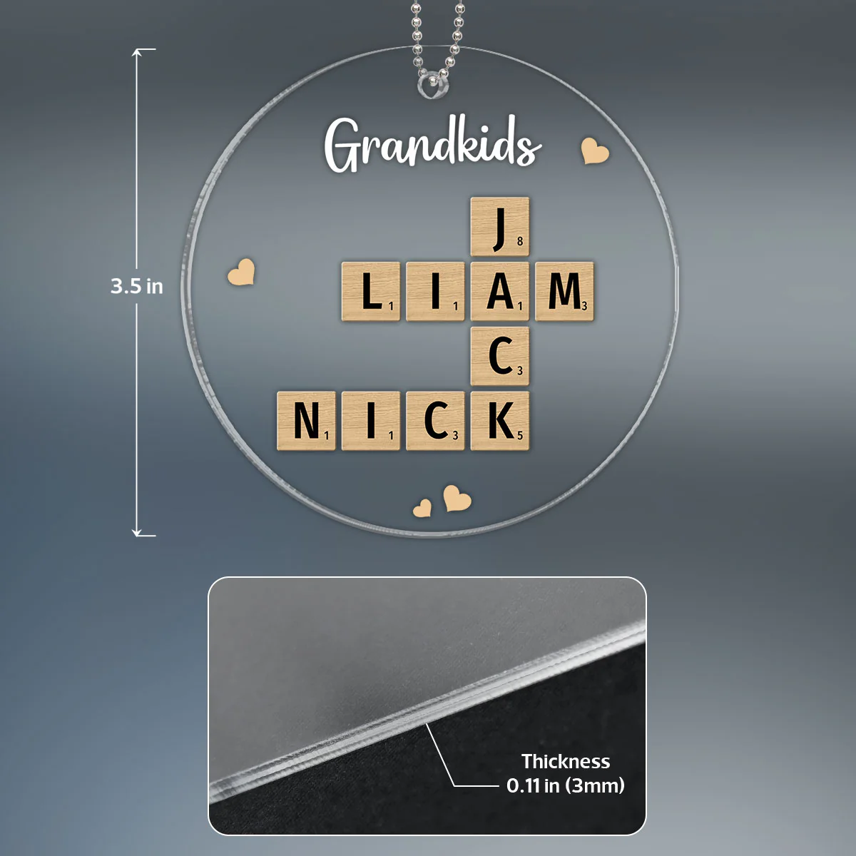 Grandkids Crossword Puzzle Art Personalized Acrylic Ornament, Christmas Gift For Grandma, Gift For Mom - Image 6