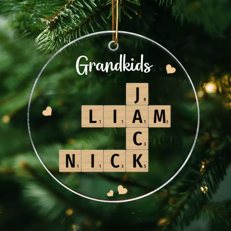 Grandkids Crossword Puzzle Art Personalized Acrylic Ornament, Christmas Gift For Grandma, Gift For Mom - Image 7
