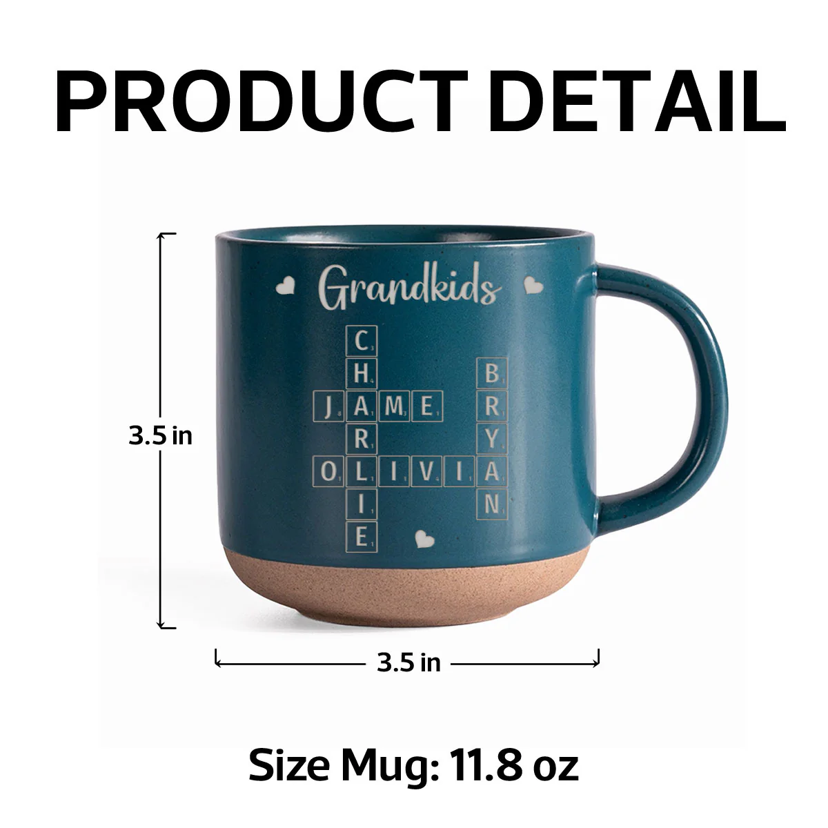 Grandkids Crossword Puzzle Art Personalized Engraved Pottery Mug, Christmas Gift For Grandma, Gift For Mom - Image 10