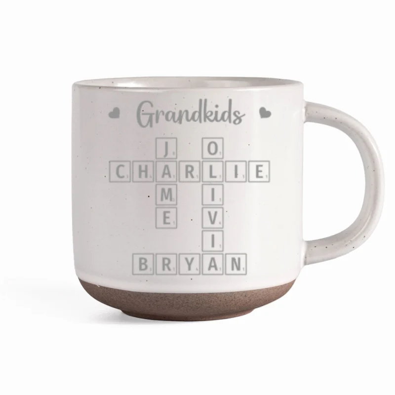Grandkids Crossword Puzzle Art Personalized Engraved Pottery Mug, Christmas Gift For Grandma, Gift For Mom - Image 11