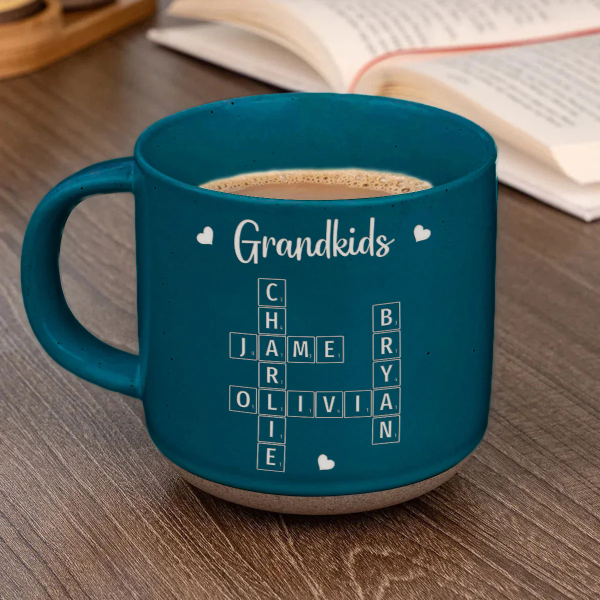 Grandkids Crossword Puzzle Art Personalized Engraved Pottery Mug, Christmas Gift For Grandma, Gift For Mom - Image 7