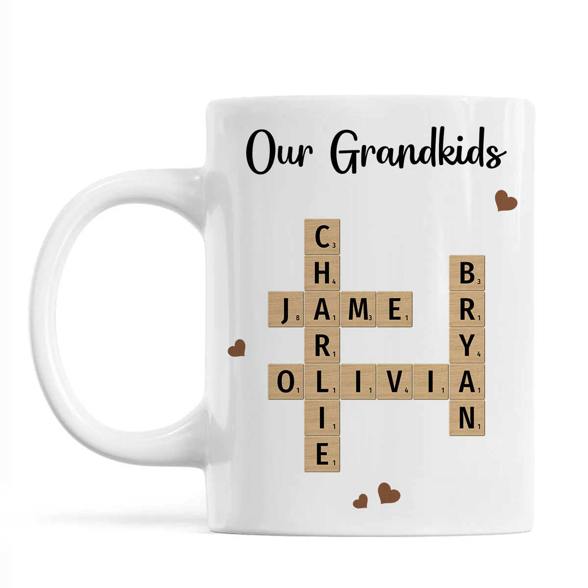 Grandkids Crossword Puzzle Art Personalized Mug, Gift For Grandma, Gift For Mom - Image 2