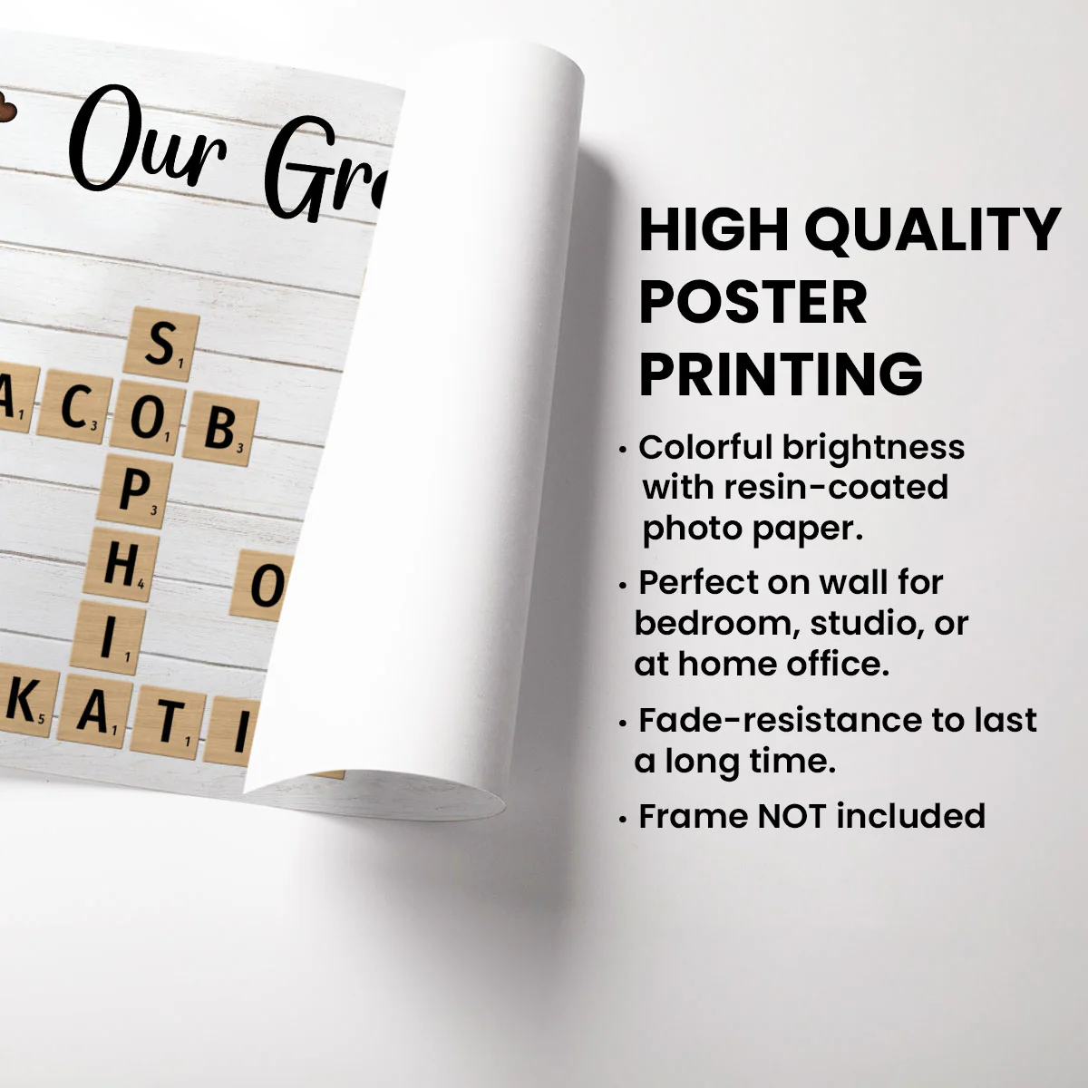 Family Crossword Art - Created In A Moment, Treasured Forever Personalized Poster, Gift For Grandma, Gift For Mom - Image 3