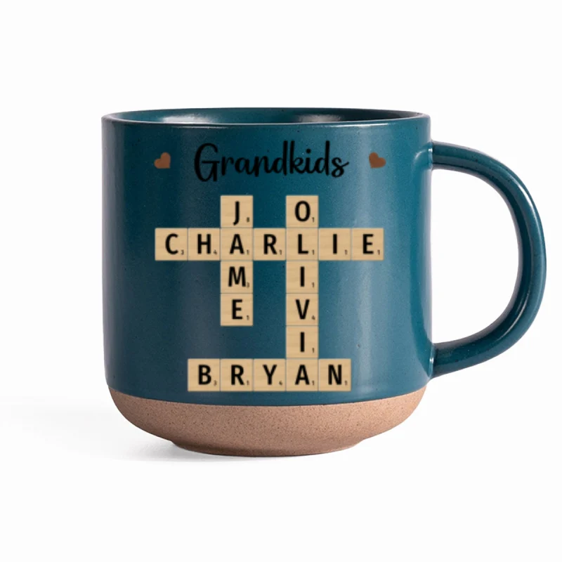 Grandkids Crossword Puzzle Art Personalized Pottery Mug, Christmas Gift For Grandma, Gift For Mom - Image 10