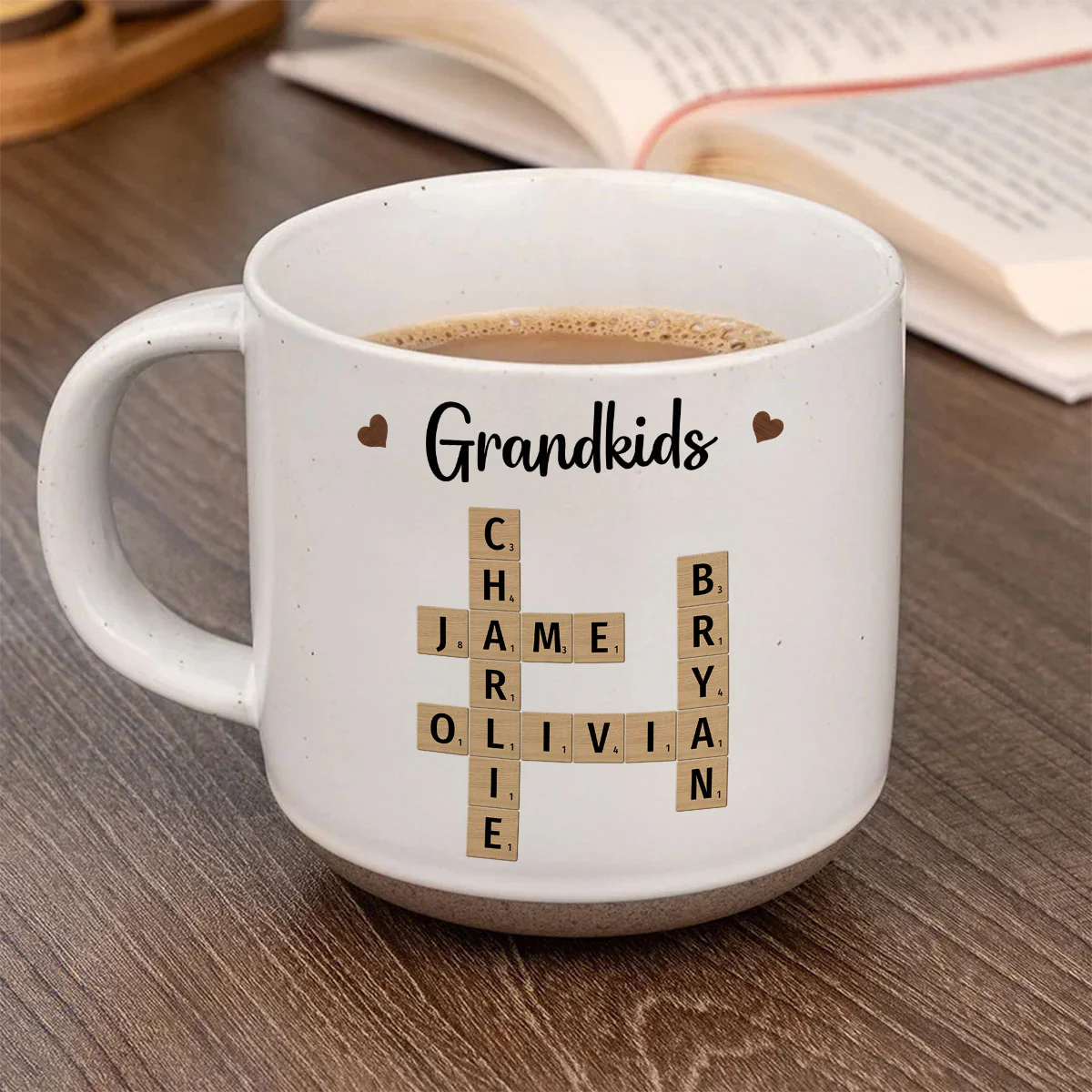 Grandkids Crossword Puzzle Art Personalized Pottery Mug, Christmas Gift For Grandma, Gift For Mom - Image 6