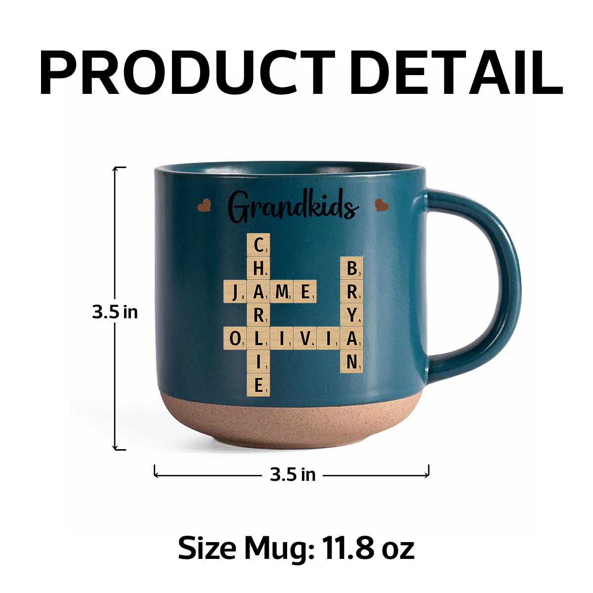 Grandkids Crossword Puzzle Art Personalized Pottery Mug, Christmas Gift For Grandma, Gift For Mom - Image 8