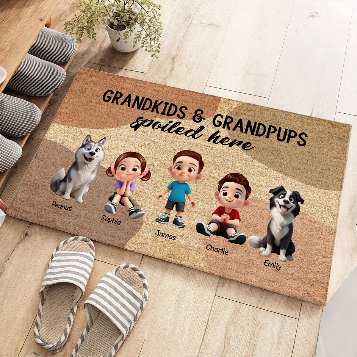 Grandkids Grandpups Spoiled Here Personalized Doormat - Image 2