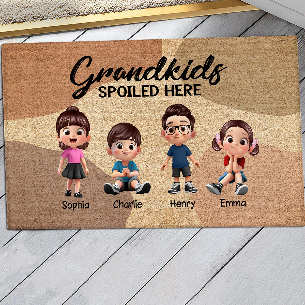 Grandkids Grandpups Spoiled Here Personalized Doormat - Image 3