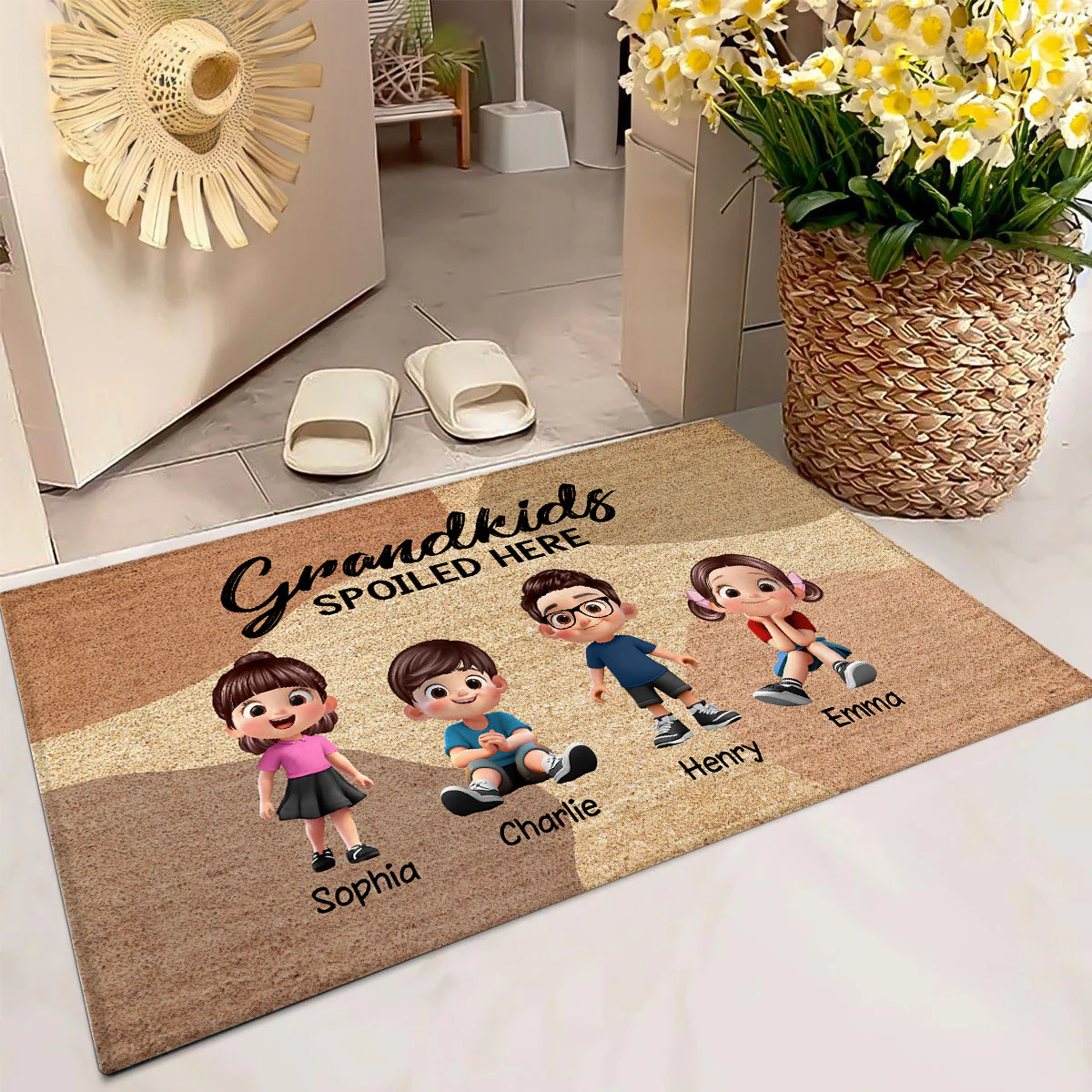 Grandkids Grandpups Spoiled Here Personalized Doormat - Image 5