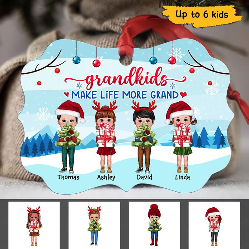 Grandkids In Snow Personalized Christmas Ornament - Image 2