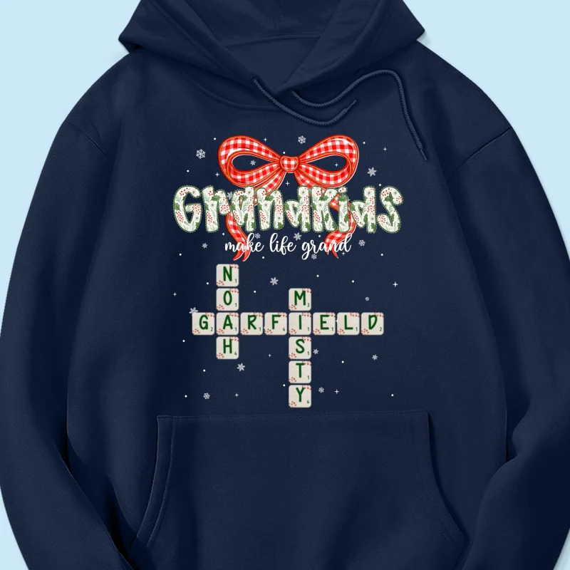 Grandkids Make Life Grand Coquette Floral Christmas Pattern Crossword Puzzle Art - Personalized Shirt - Image 47
