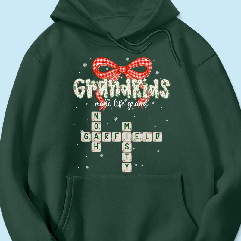 Grandkids Make Life Grand Coquette Floral Christmas Pattern Crossword Puzzle Art - Personalized Shirt - Image 50