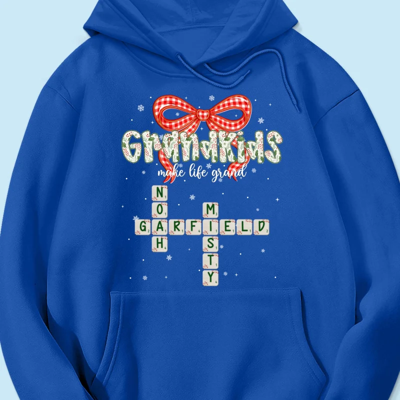 Grandkids Make Life Grand Coquette Floral Christmas Pattern Crossword Puzzle Art - Personalized Shirt - Image 51