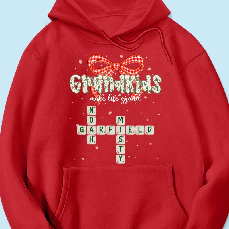 Grandkids Make Life Grand Coquette Floral Christmas Pattern Crossword Puzzle Art - Personalized Shirt - Image 52