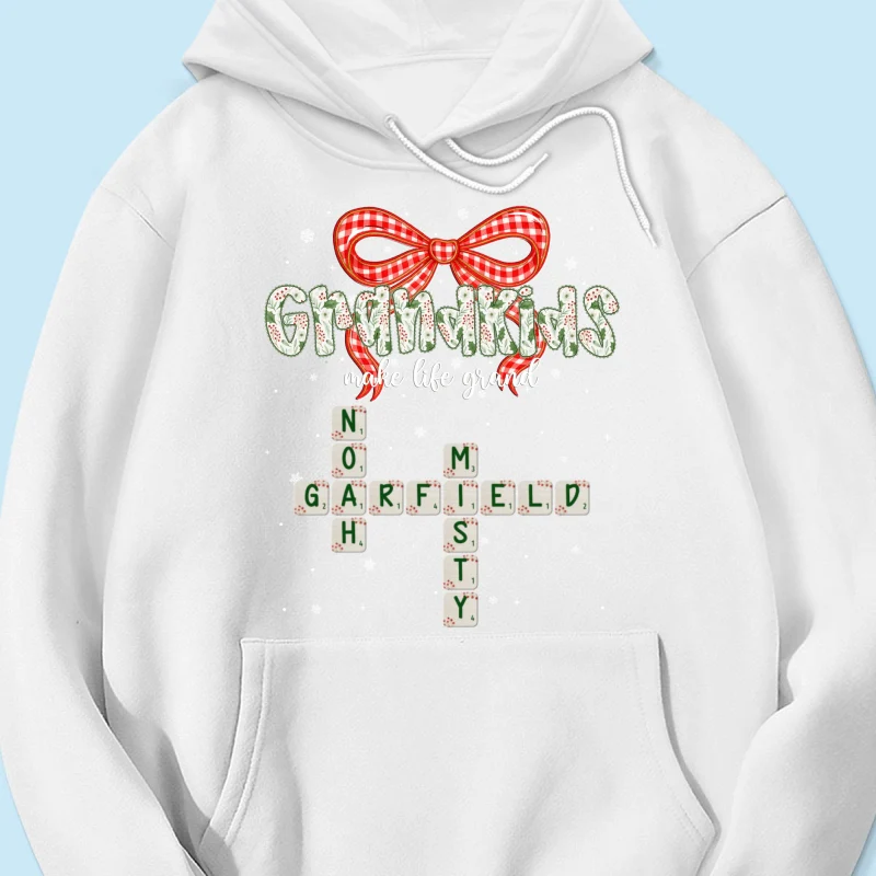 Grandkids Make Life Grand Coquette Floral Christmas Pattern Crossword Puzzle Art - Personalized Shirt - Image 54