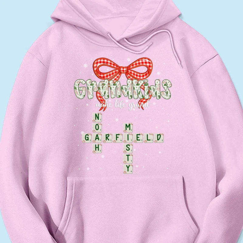 Grandkids Make Life Grand Coquette Floral Christmas Pattern Crossword Puzzle Art - Personalized Shirt - Image 56