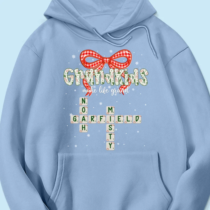 Grandkids Make Life Grand Coquette Floral Christmas Pattern Crossword Puzzle Art - Personalized Shirt - Image 57