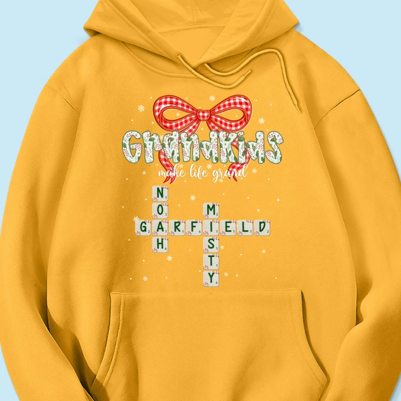 Grandkids Make Life Grand Coquette Floral Christmas Pattern Crossword Puzzle Art - Personalized Shirt - Image 58