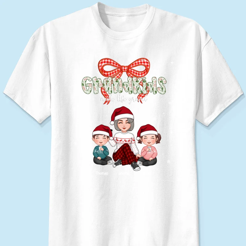 Grandkids Make Life Grand Coquette Floral Christmas Pattern - Personalized Shirt - Image 17
