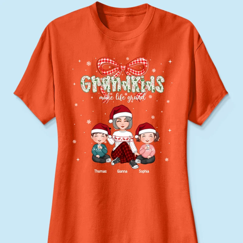 Grandkids Make Life Grand Coquette Floral Christmas Pattern - Personalized Shirt - Image 36