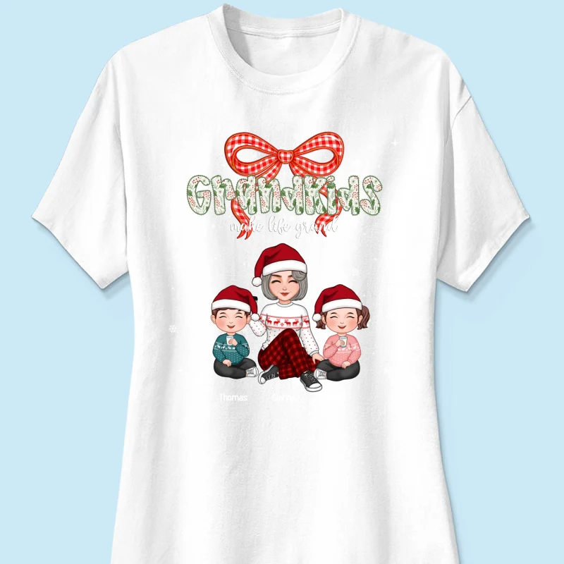 Grandkids Make Life Grand Coquette Floral Christmas Pattern - Personalized Shirt - Image 37