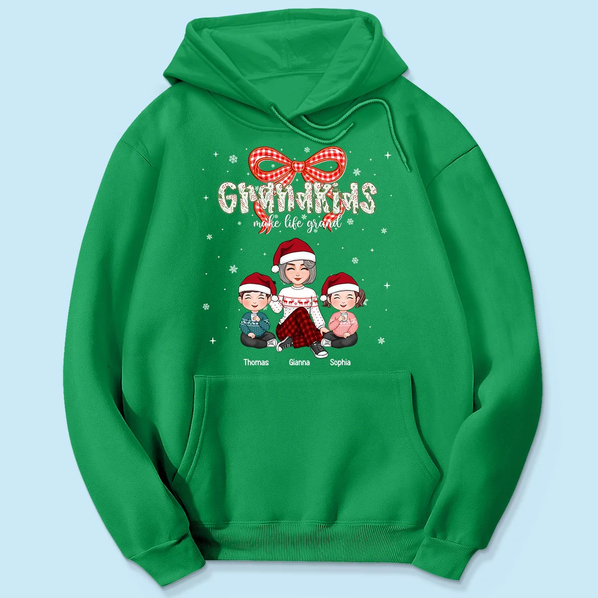 Grandkids Make Life Grand Coquette Floral Christmas Pattern - Personalized Shirt - Image 6
