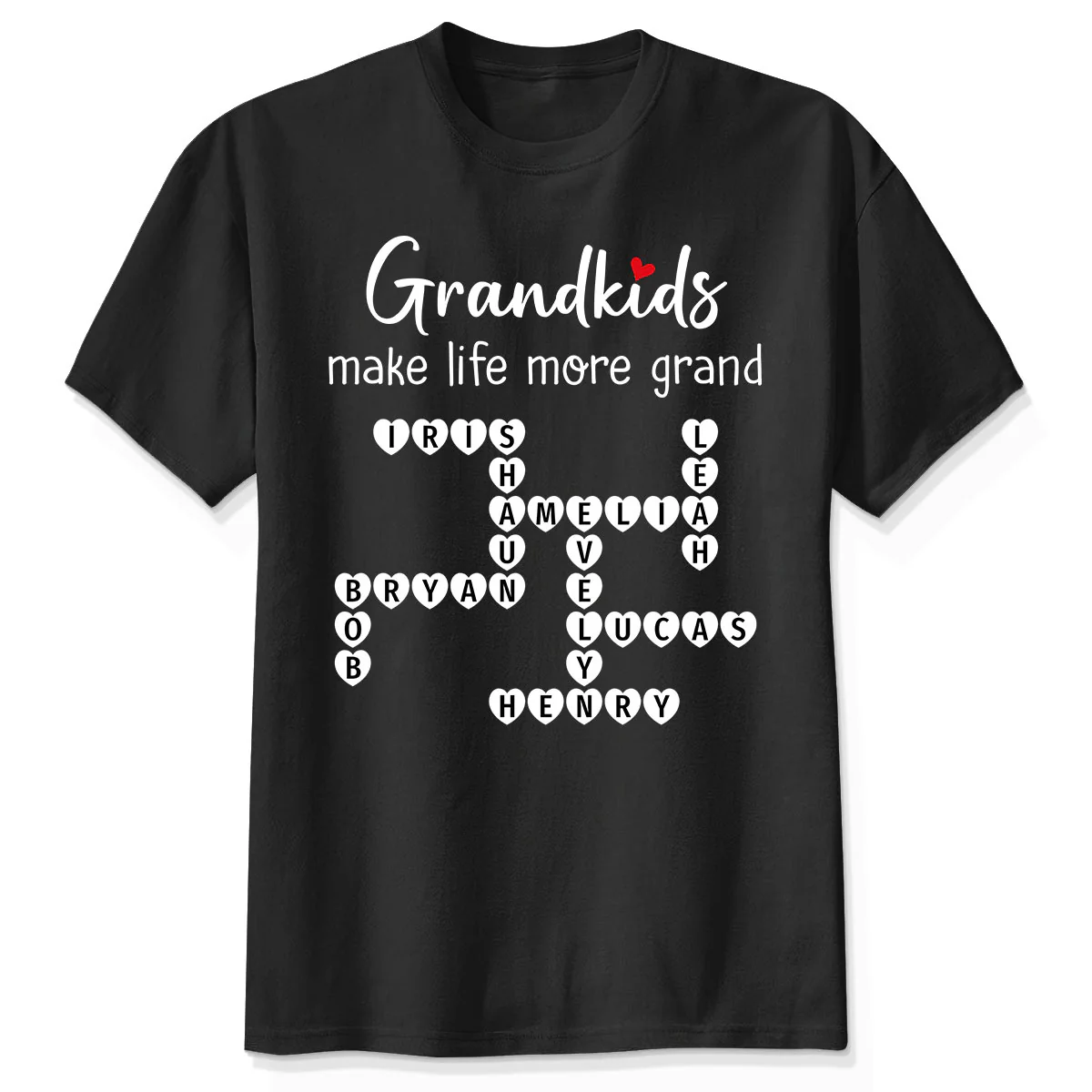 Grandkids Make Life Grand Coquette Floral Pattern Crossword Puzzle Art - Personalized Shirt - Image 2
